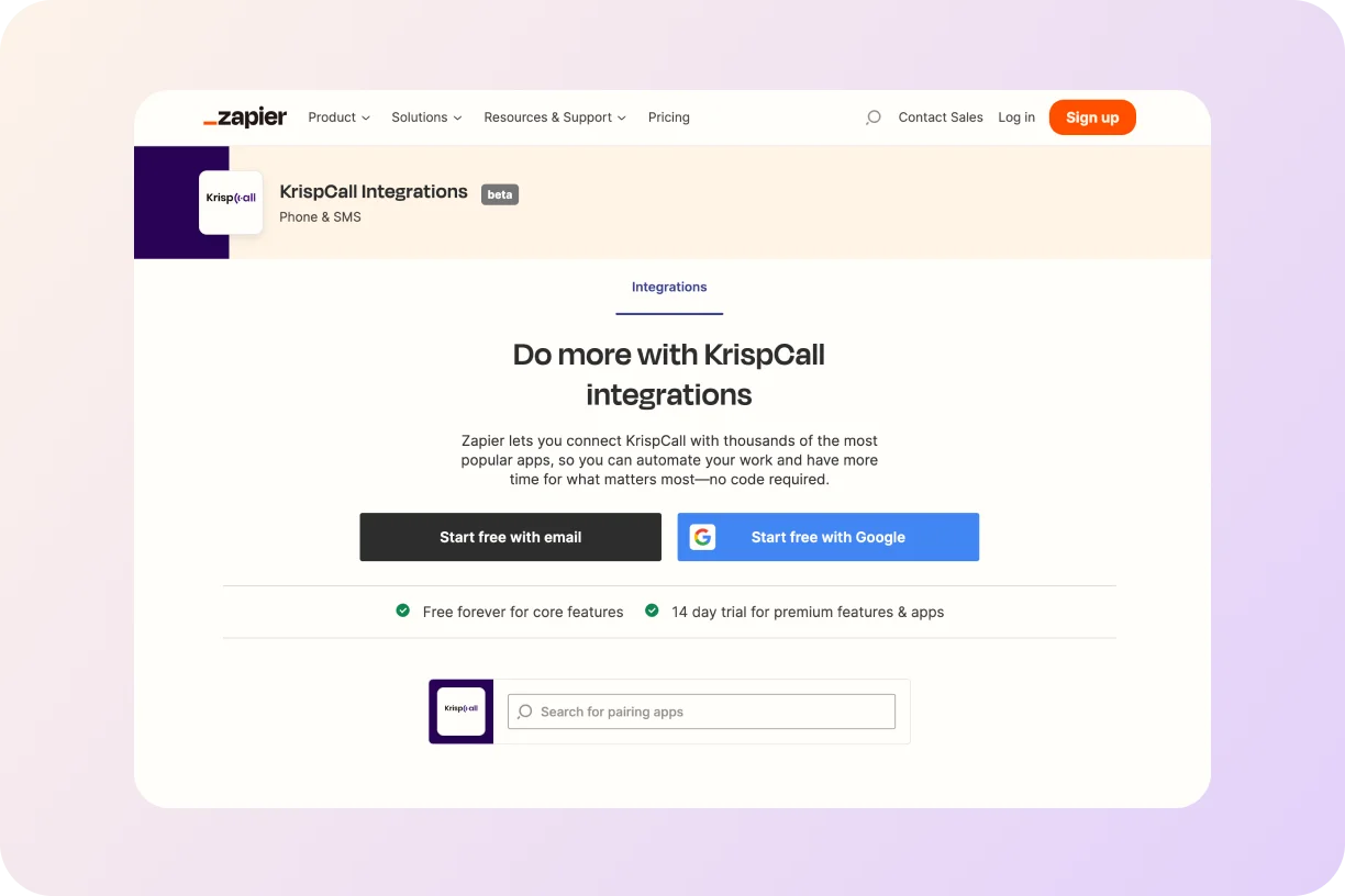 KrispCall and Zapier integration has arrived!