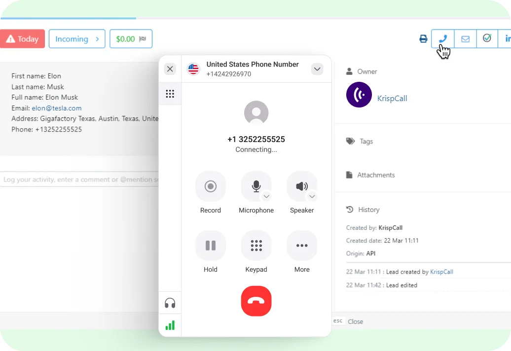 Make & Receive Calls from noCRM.io
