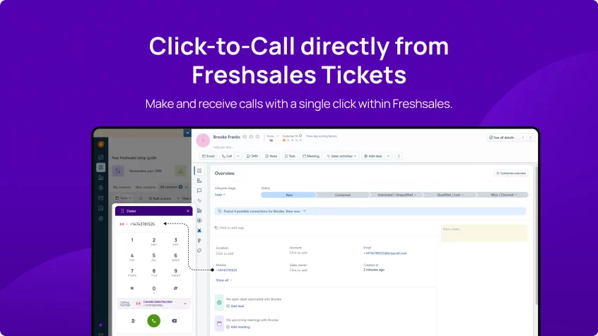 Freshsales Click-to-Call directly from Freshsales Tickets -img