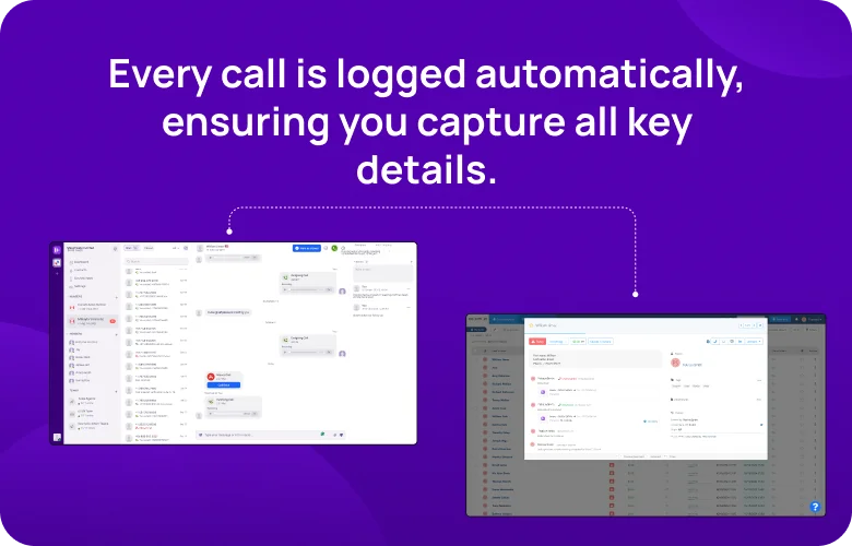 Every call is logged automatically, ensuring you capture all key details KrispCallxnoCRM.io respo img