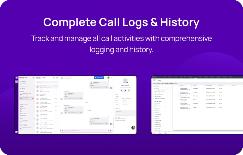 KrispCallxZoho_CRM Complete Call Logs & History respo img