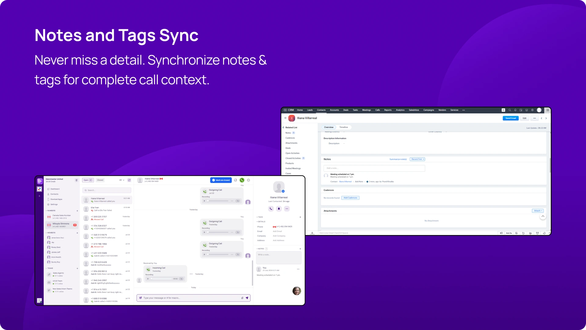 Notes and Tags Sync KrispCallxZoho_CRM img
