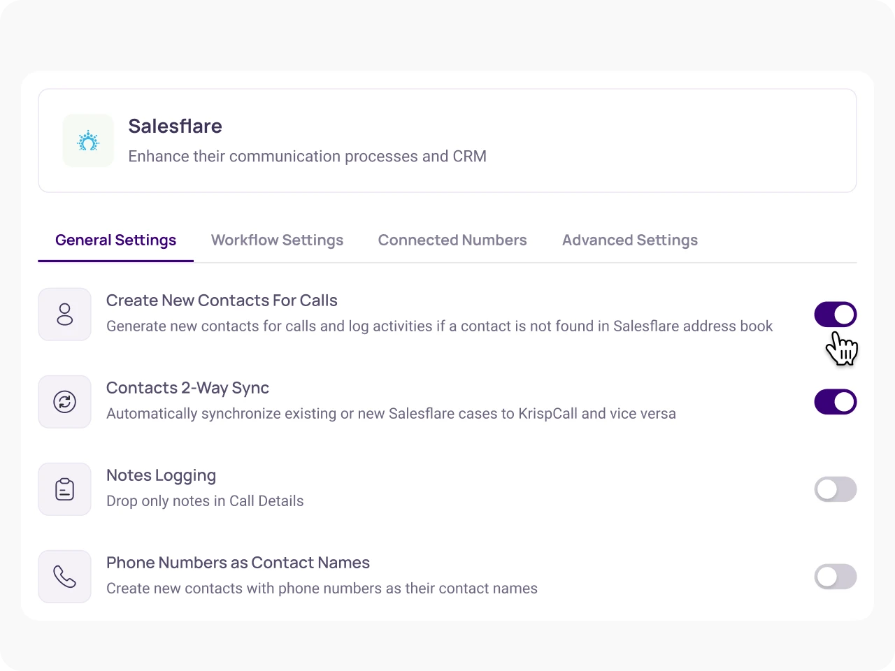 Enable Salesflare Integration Features KrispCallxSalesflare img