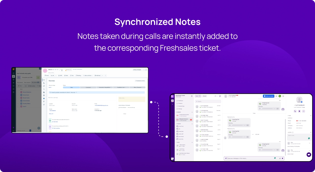 Synchronized Notes KrispCallxFreshsales image