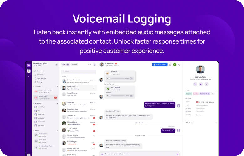 Voicemail logging KrispCallxmonday.com respo img