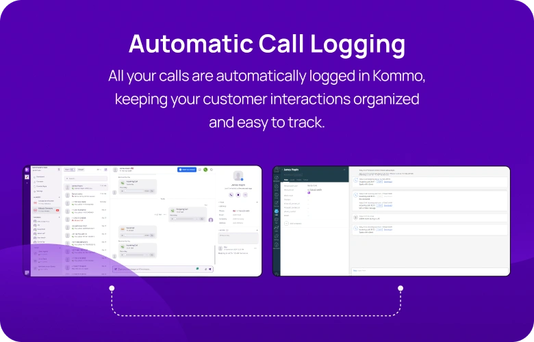 All your calls are automatically logged in Kommo, keeping your customer interactions organized and easy to track mobile img