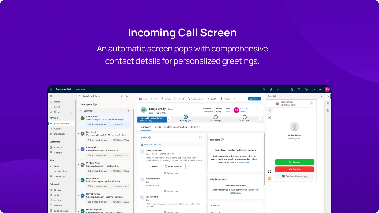 An automatic screen pops with comprehensive contact details for personalized greetings img