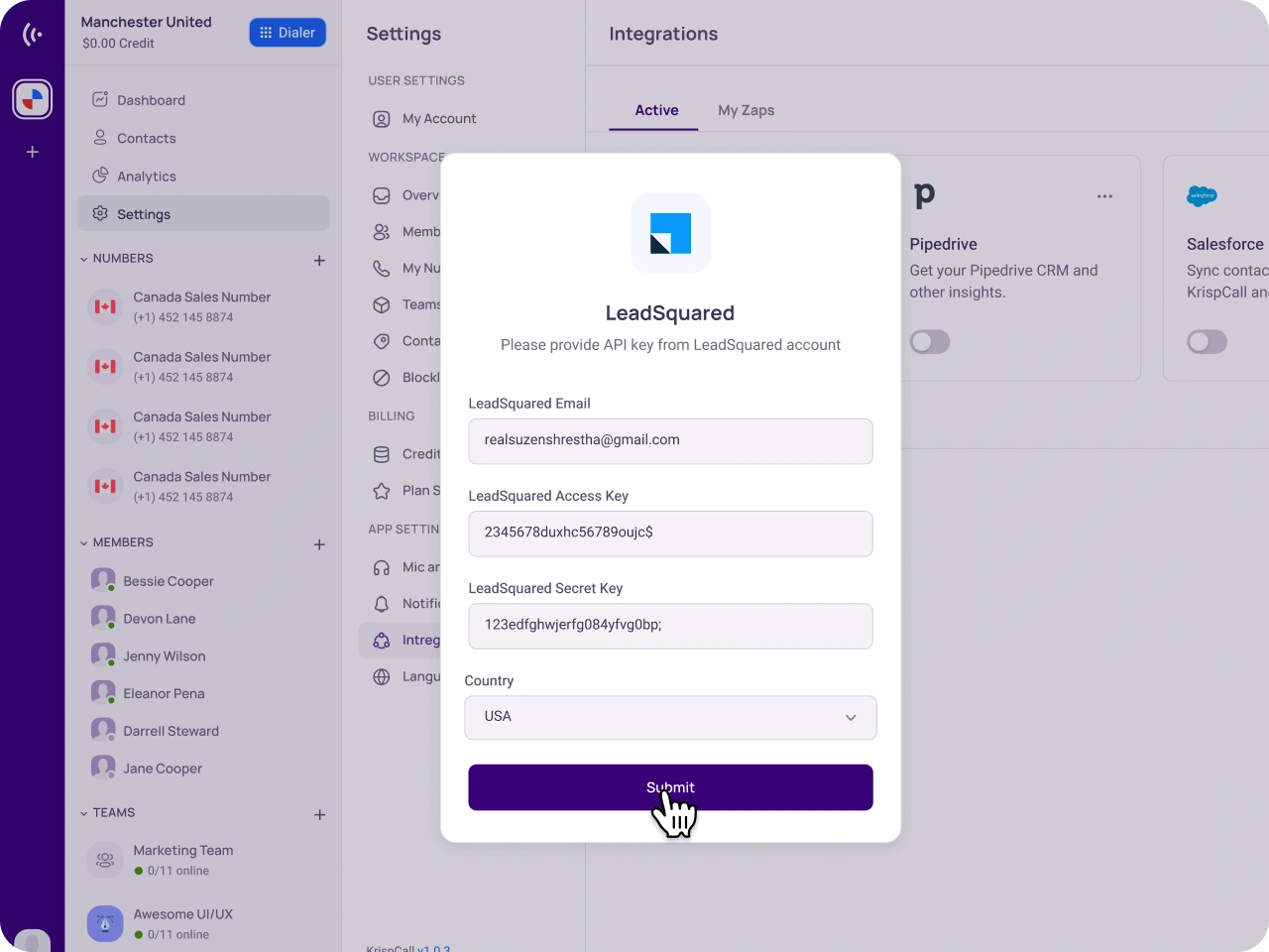 Complete Integration Setup KrispCallxLeadSquared img