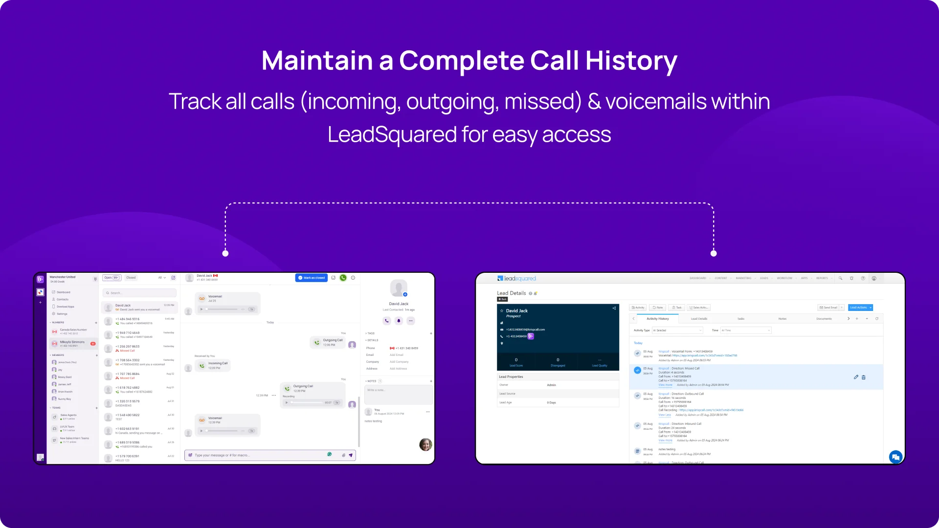 Maintain a Complete Call History KrispCallxLeadSquared img