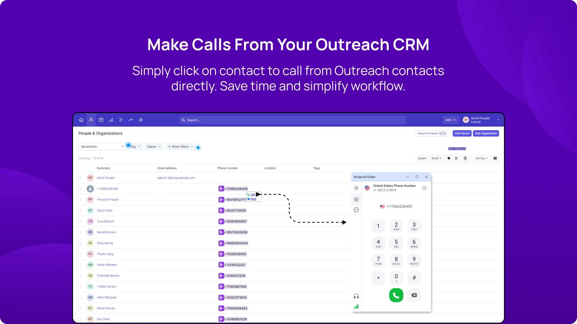 Make Calls From Your Outreach CRM KrispCallxOutreach img