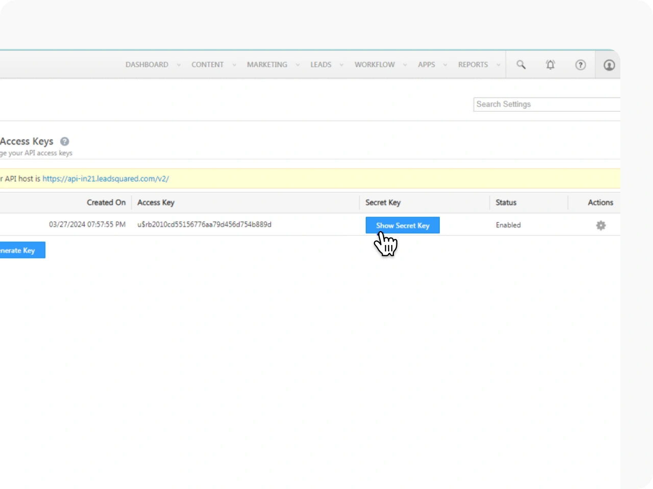 Retrieve API Token and Email KrispCallxLeadSquared img