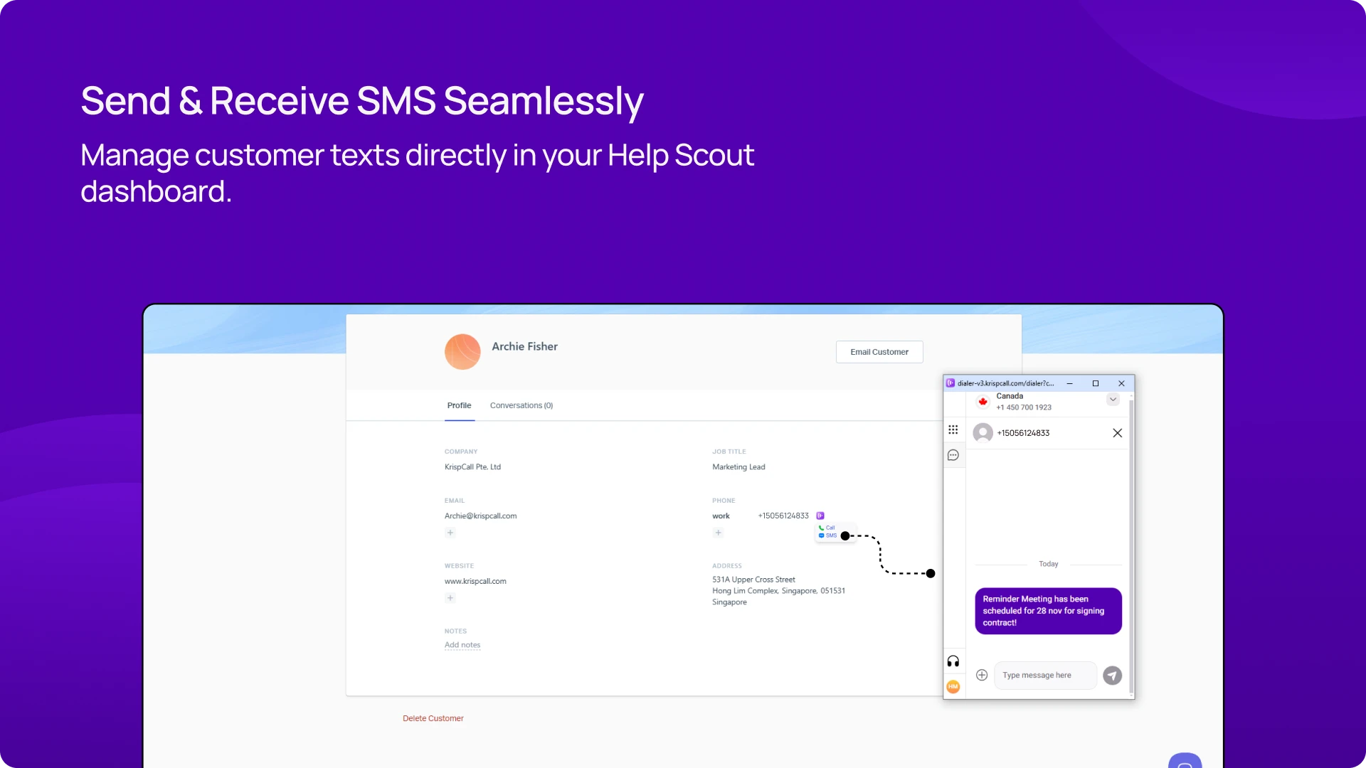 Send & Receive SMS Seamlessly KrispCallxHelp_Scout img