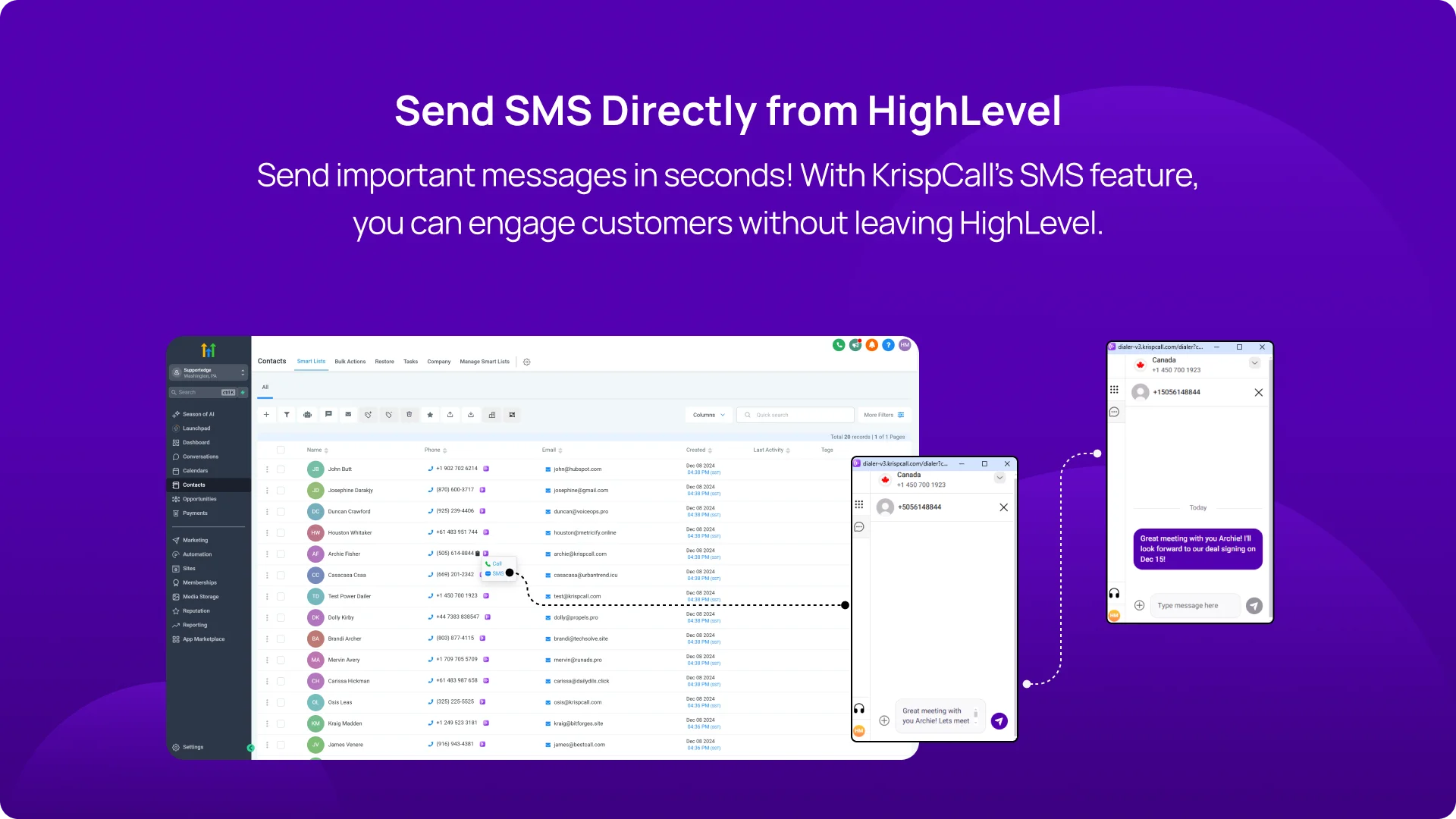 Send SMS Directly from HighLevel KrispCallxHighLevel img