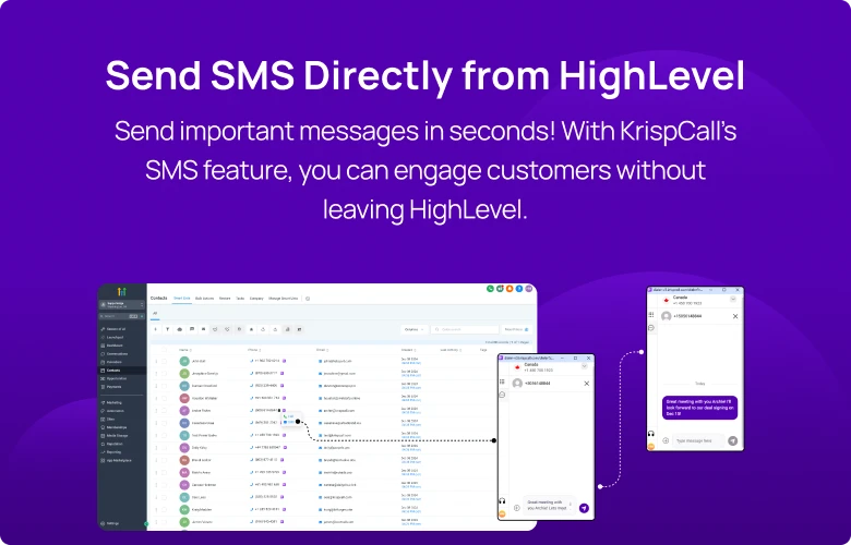 Send SMS Directly from HighLevel KrispCallxHighLevel respo img