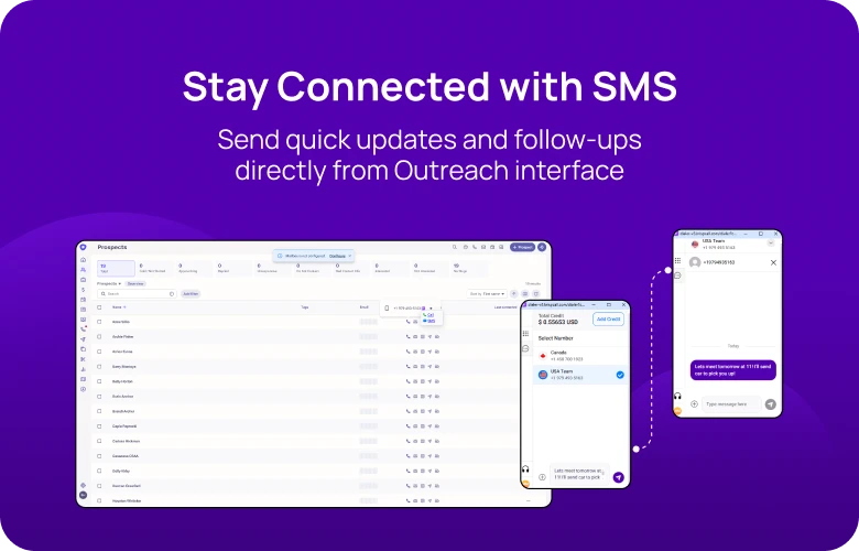 Send quick updates and follow-ups directly from Outreach interface KrispCallxOutreach mobile image