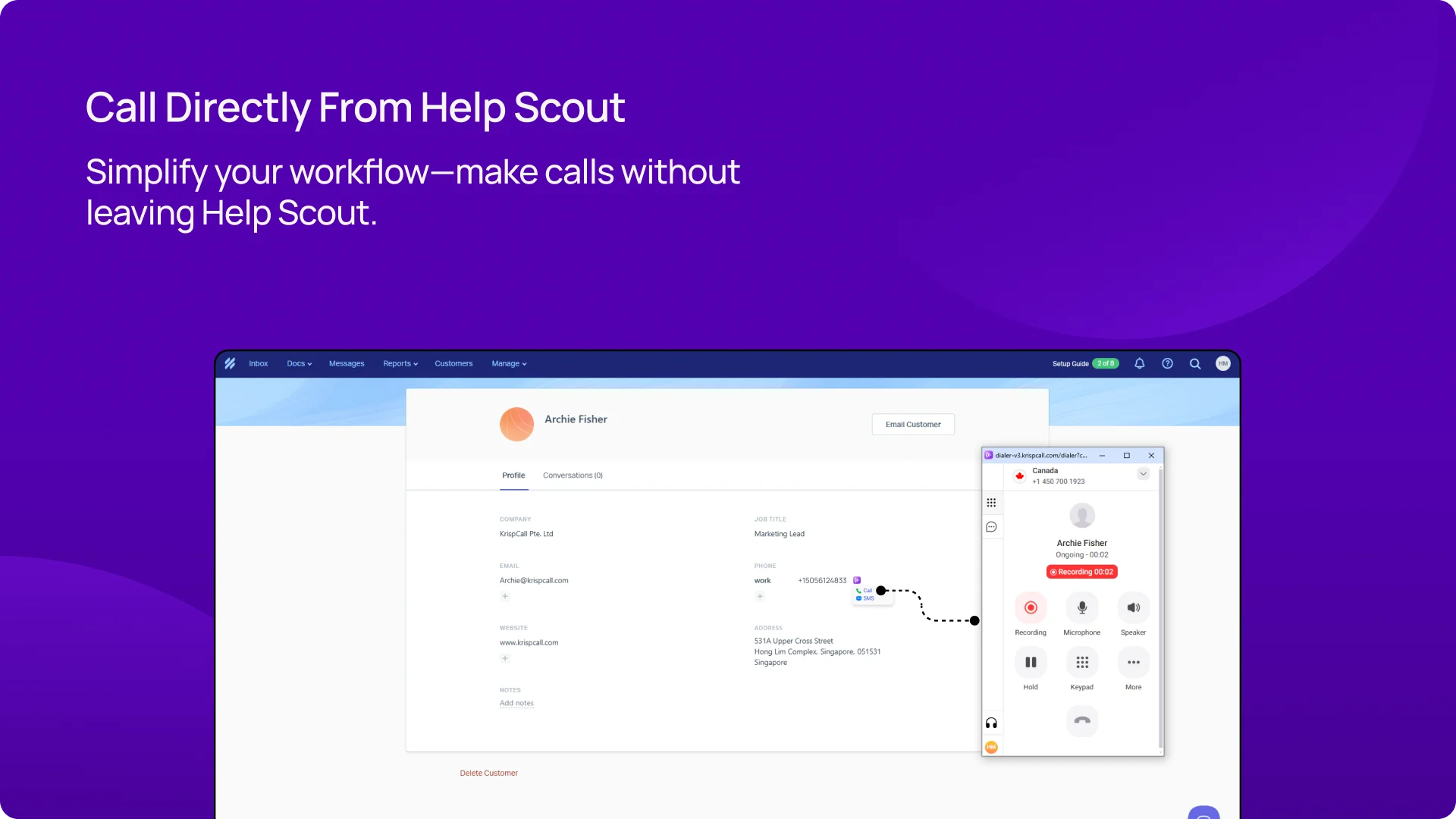 Simplify your workflow—make calls without leaving Help Scout KrispCallxHelp_Scout image