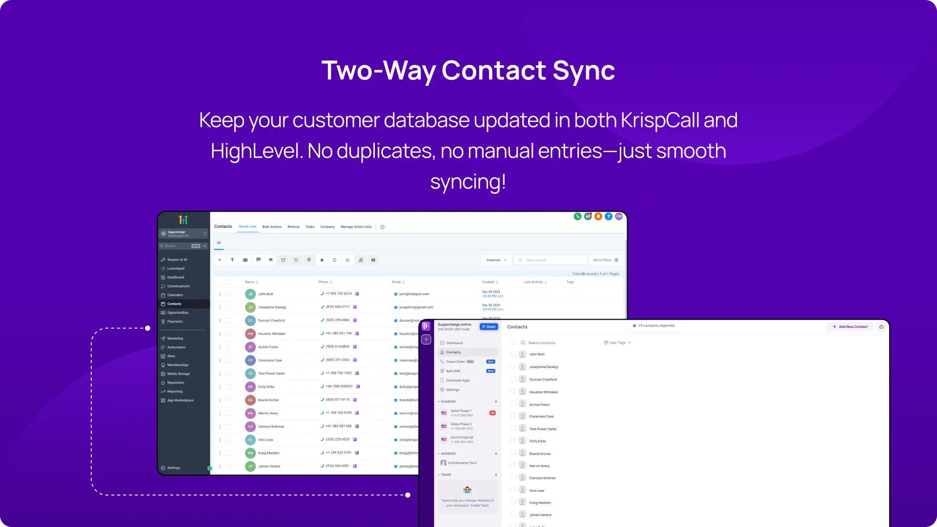 Two-Way Contact Sync KrispCallxHighLevel img