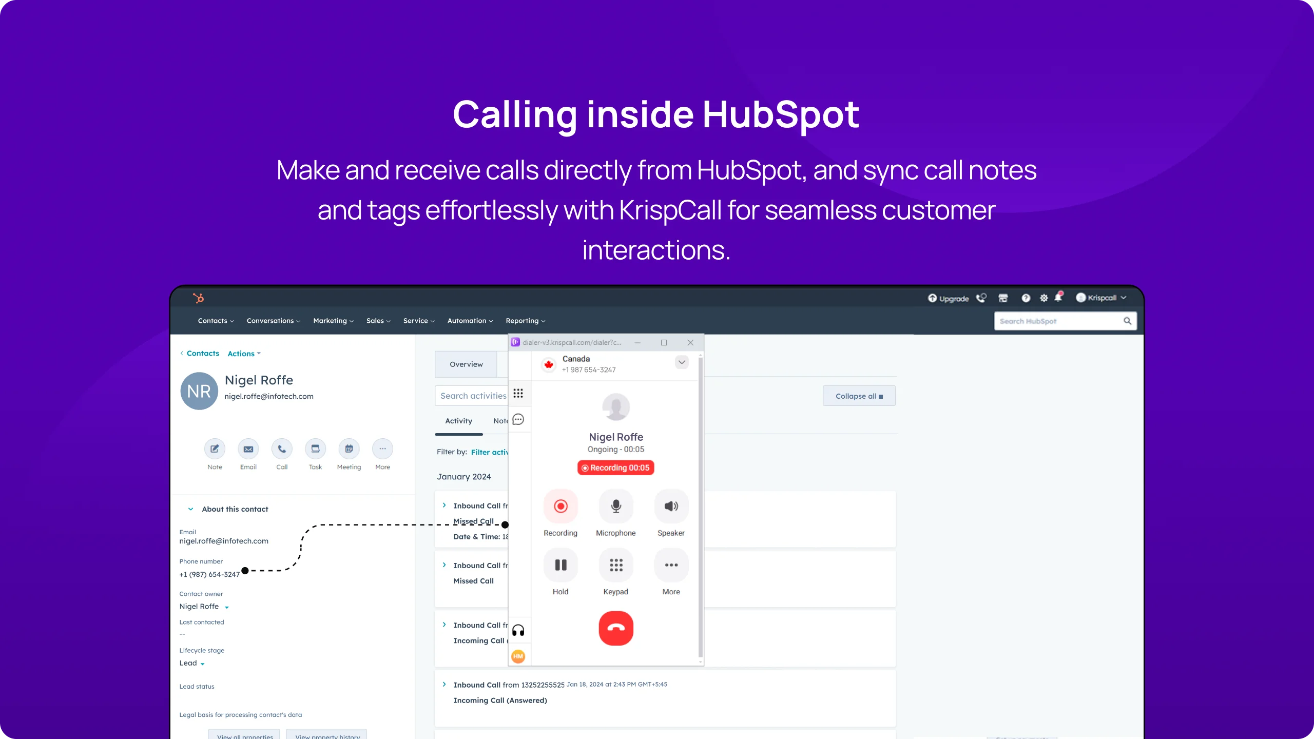 Calling inside HubSpot mobile 1