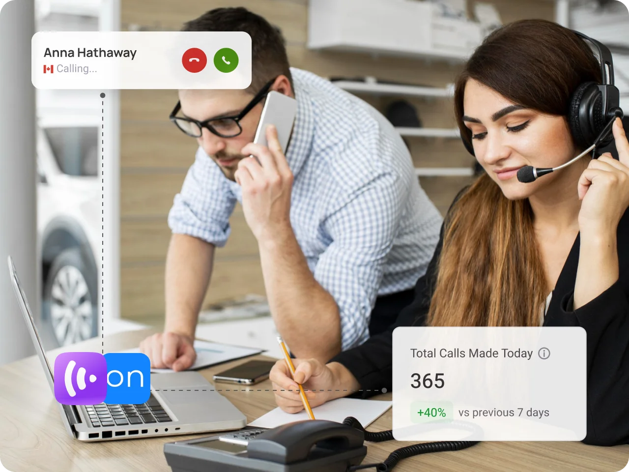 Click-to-call feature lets sales reps initiate calls directly from the Ontraport interface.