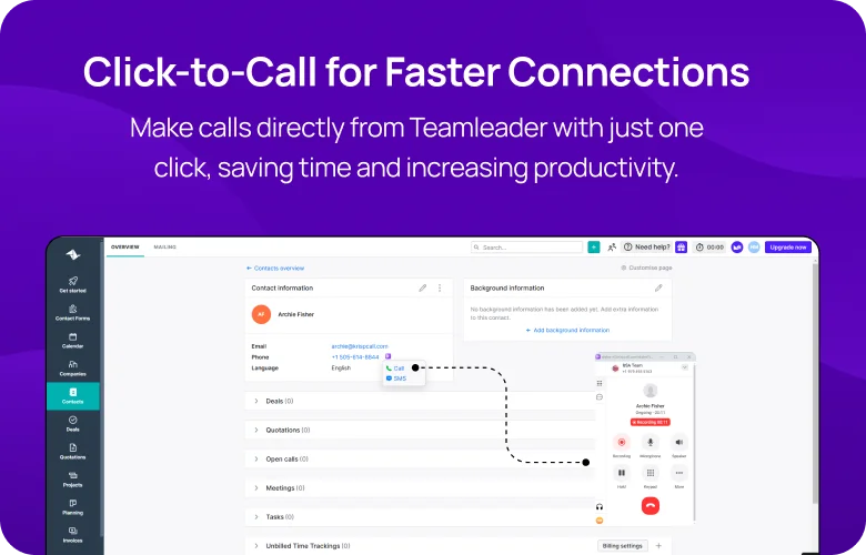 Teamleader integration overview mobile