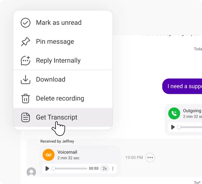 Voicemail Transcription new customer support image