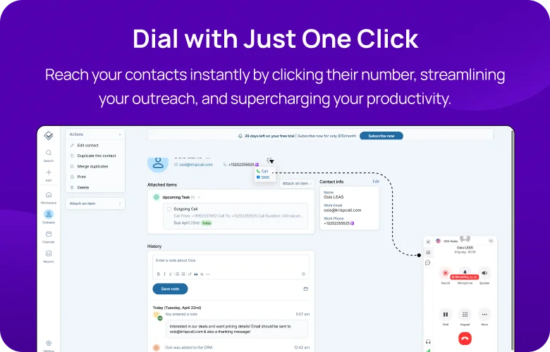 1Less annoying CRM Integration Overview Mobile