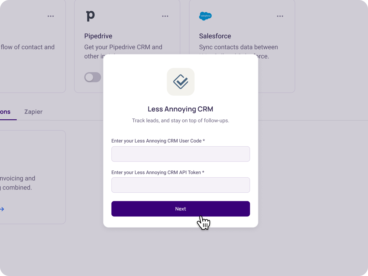 Authorize Your Less annoying CRM Account