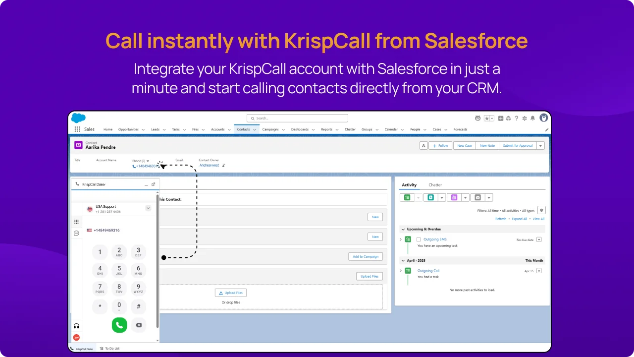 Call instantly with KrispCall from Salesforce