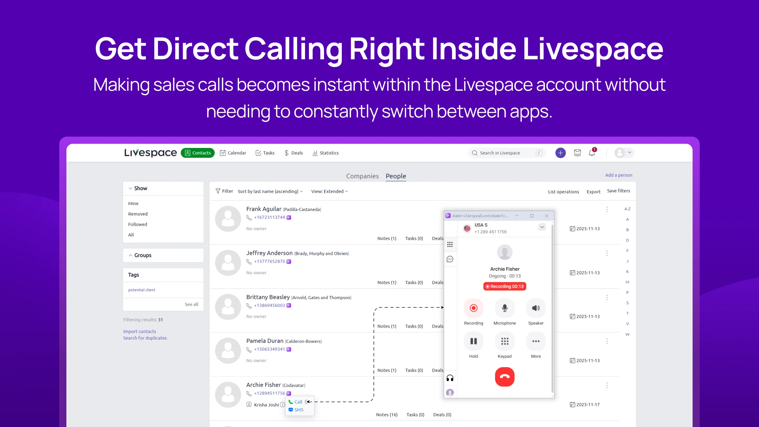 Get Direct Calling Right Inside Livespace slider img