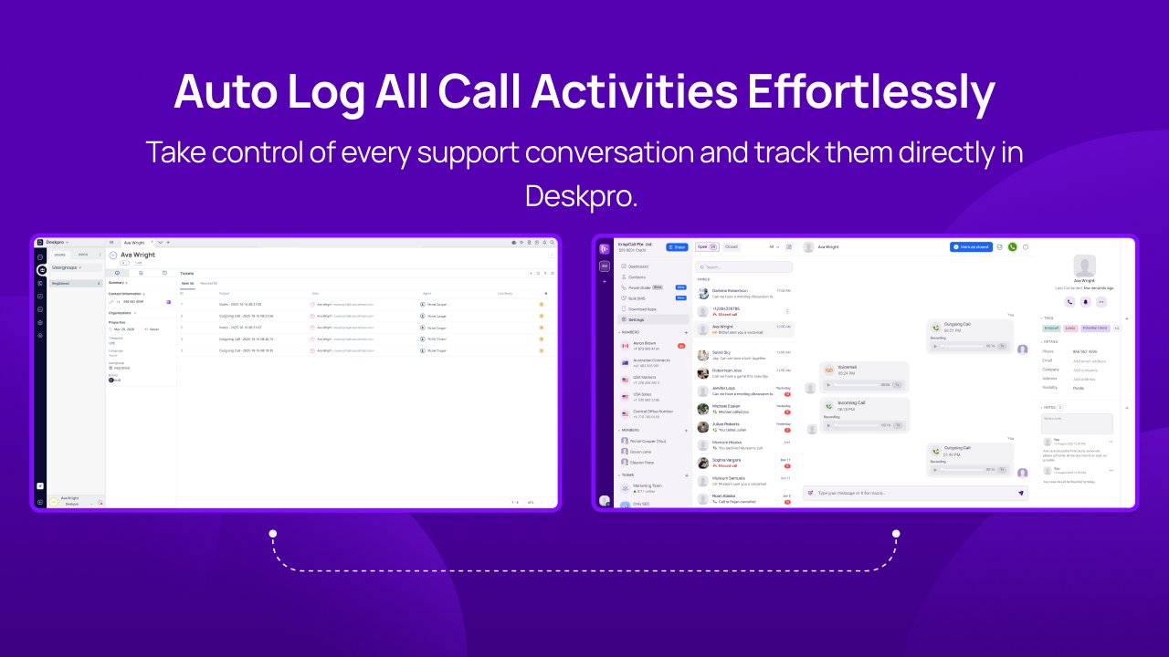 auto log all call activities deskpro